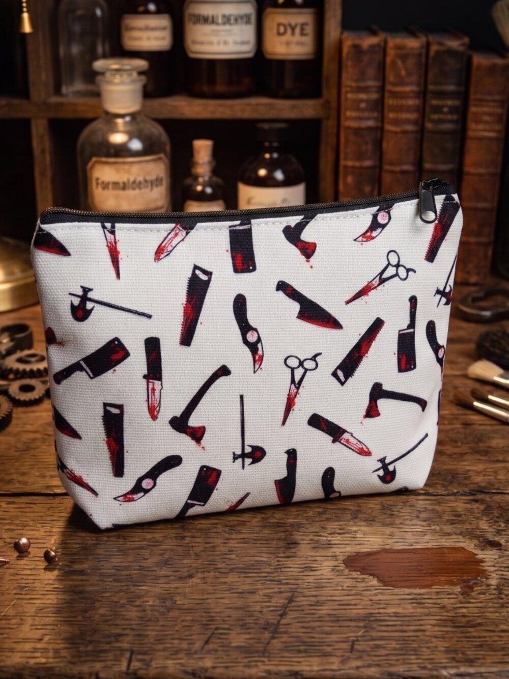 3/$20 NIP | Horror Slasher Bloody Weapons Canvas Zipper Makeup Cosmetic Bag